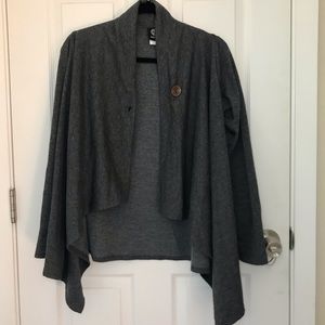 Bobeau Asymmetrical Wrap Cardigan Grey